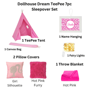 Dollhouse Dream Teepee 7 pc Sleepover Set