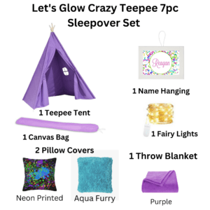 Let’s Glow Crazy Teepee 7 pc Sleepover Set