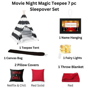 Movie Night Magic Teepee 7 pc Sleepover Set